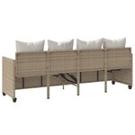 vidaXL Chaise longue avec coussins beige résine tressée