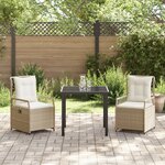 vidaXL Ensemble de jardin 3 pièces Beige en Poly Rattan