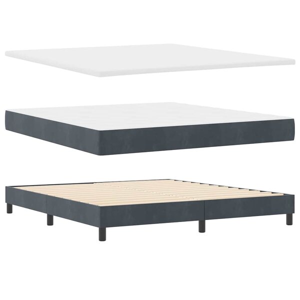 vidaXL Lit Box Spring avec Matelas gris foncé 180x200 cm en Velours