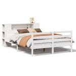 vidaXL Lit bibliothèque sans matelas blanc 140x200 cm bois pin massif