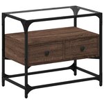 vidaXL Meuble TV avec dessus en verre chêne marron bois d'ingénierie