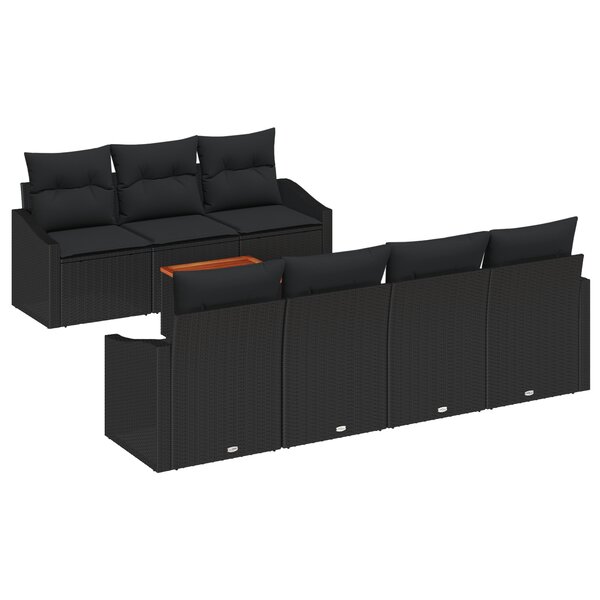 vidaXL Ensemble de canapé de jardin 8 pièces noir avec coussins en poly rattan