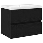 Cabinet de lavabo vidaXL en MDF chêne noir avec lavabo intégré