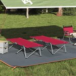 vidaXL Lit de Détente Pliant Rouge Métal  Tissu Standard Pliable
