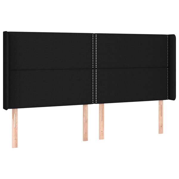 vidaXL Tête de lit avec oreilles Noir 183x16x118/128 cm Tissu
