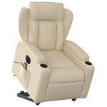 vidaXL Fauteuil inclinable de massage électrique Crème Tissu