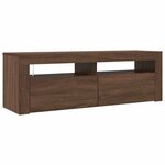 vidaXL Meuble TV avec lumières LED chêne marron 120x35x40 cm