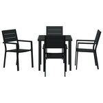 vidaXL Ensemble de Salle à Manger de Jardin Noir HDPE