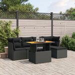 vidaXL Salon de jardin 6 Pièces avec coussins noir résine tressée