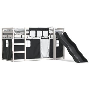 vidaXL Lit superposé sans matelas avec toboggan blanc noir 90x190 cm