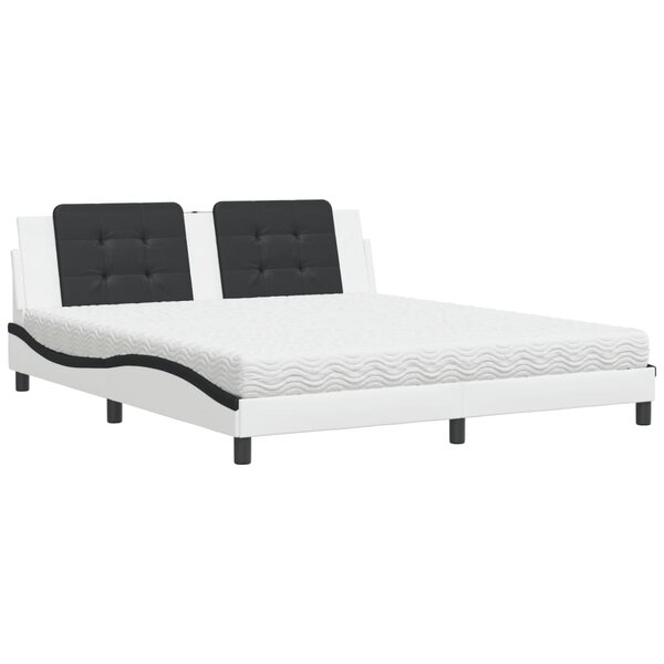 vidaXL Lit avec matelas Zadar blanc et noir 180x200 cm similicuir