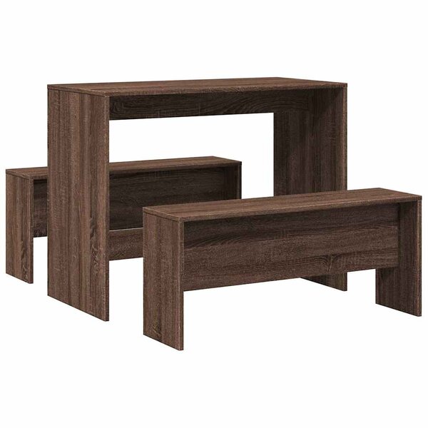 vidaXL Ensemble table à manger et bancs 3 Pièces bois d'ingénierie