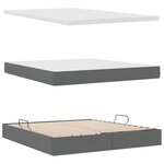 vidaXL Lit de rangement LED avec matelas Gris foncé 160 x 200 cm Tissu