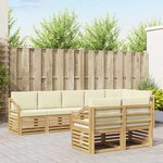 vidaXL Ensembles de canapés 8 Pièces Blanc et crème Bois d'Acacia Massif
