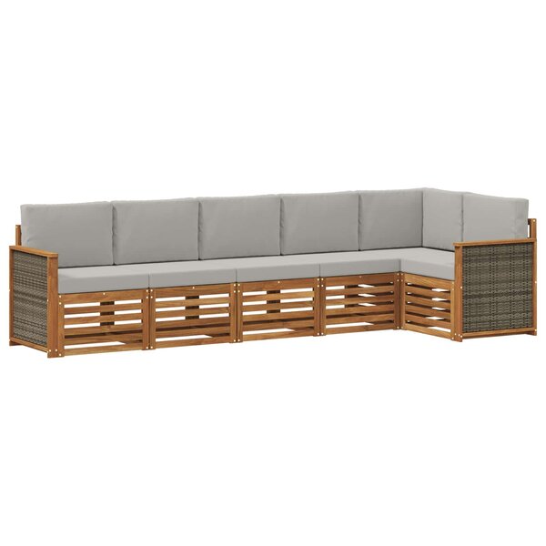 vidaXL Ensemble de canapés d'extérieur 5 pc Naturel et gris clair