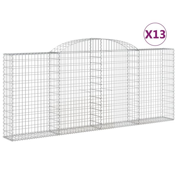 vidaXL Paniers à gabions arqués 13 Pièces 300x30x120/140 cm fer galvanisé