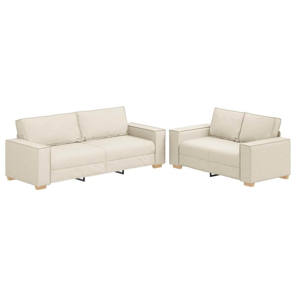 vidaXL Canapé 2 Pièces Beige 220 x 80 x 84 cm Tissu en lin mélangé