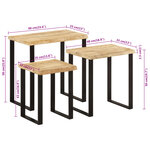 vidaXL Tables gigognes 3 Pièces avec bord vivant bois de manguier massif