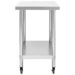 vidaXL Table de travail de cuisine avec roues 100x45x85 cm Inox
