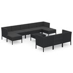 vidaXL Salon de jardin 11 Pièces avec coussins Résine tressée Noir