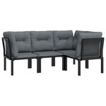 Salon de jardin meuble d'extérieur ensemble de mobilier 4 pièces noir et gris résine tressée 02_0016271