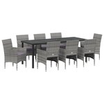 vidaXL Ensemble de salle à manger de jardin 9 pièces gris en poly rattan