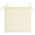 vidaXL Chaise à bascule avec coussin crème Bois de teck solide