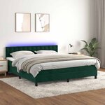 vidaXL Sommier à lattes de lit matelas et LED Vert foncé 180x200 cm