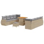 vidaXL Ensemble de Canapé de Jardin 11 Pièces avec Coussins Beige Poly Rattan Acacia