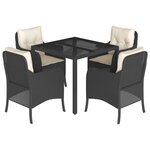 vidaXL Ensemble à manger de jardin coussins 5Pièces Noir Résine tressée