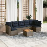 vidaXL Salon de jardin 8 Pièces avec coussins gris résine tressée