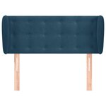 vidaXL Tête de lit avec oreilles Bleu foncé 93x23x78/88 cm Velours