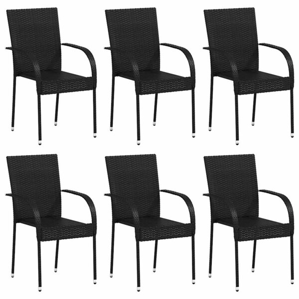 vidaXL Chaises empilables d'extérieur lot de 6 Résine tressée Noir