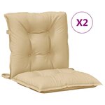 vidaXL Coussins de chaise à dossier bas lot de 2 beige mélangé tissu