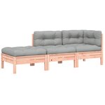 vidaXL Canapé de jardin avec coussins et repose-pied 3 places