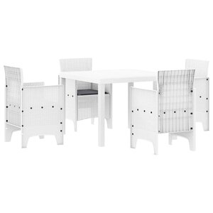 vidaXL Ensemble de salle à manger pour jardin 5 Pièces Blanc Rattan Polt