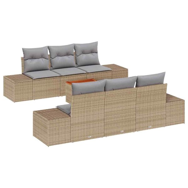 vidaXL Ensemble de canapé de jardin 7 Pièces beige et gris clair