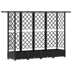 vidaXL Lit Élevé avec Treillis et Toit Noir 202 5 x 40 x 121 cm PP
