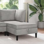 vidaXL Pouf avec Rangement Gris clair Velours