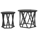 Tables d'appoint empilables vidaXL 2 Pièces Noir Chêne en bois