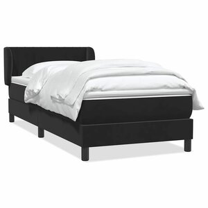 vidaXL Sommier à lattes de lit avec matelas noir 90x220 cm velours