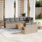 vidaXL Salon de jardin avec coussins 9Pièces mélange beige résine tressée