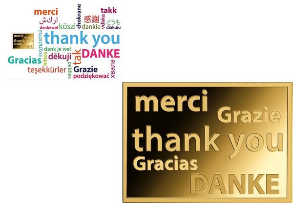 Pièce de monnaie en Or 3000 Francs g 0.031 (1/1000 oz) Millésime 2025 Gold Gift THANK YOU 1/1000