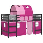 vidaXL Lit mezzanine enfants et tunnel rose 90x200cm bois pin massif