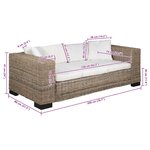 vidaXL Ensemble de canapé à 3 places 8 pièces Rotin véritable