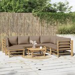 vidaXL Salon de jardin 8 Pièces avec coussins taupe bambou