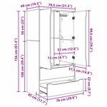 vidaXL Cabinet de salle de bain Gris Sonoma 79 5 x 49 x 156 cm