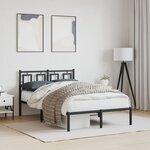 vidaXL Cadre de lit métal avec tête de lit noir 120x190 cm