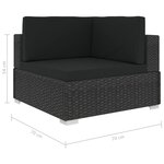 vidaXL Chaises d'angles lot de 2 avec coussins Résine tressée Noir