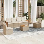 vidaXL Salon de jardin avec coussins 7 Pièces beige résine tressée